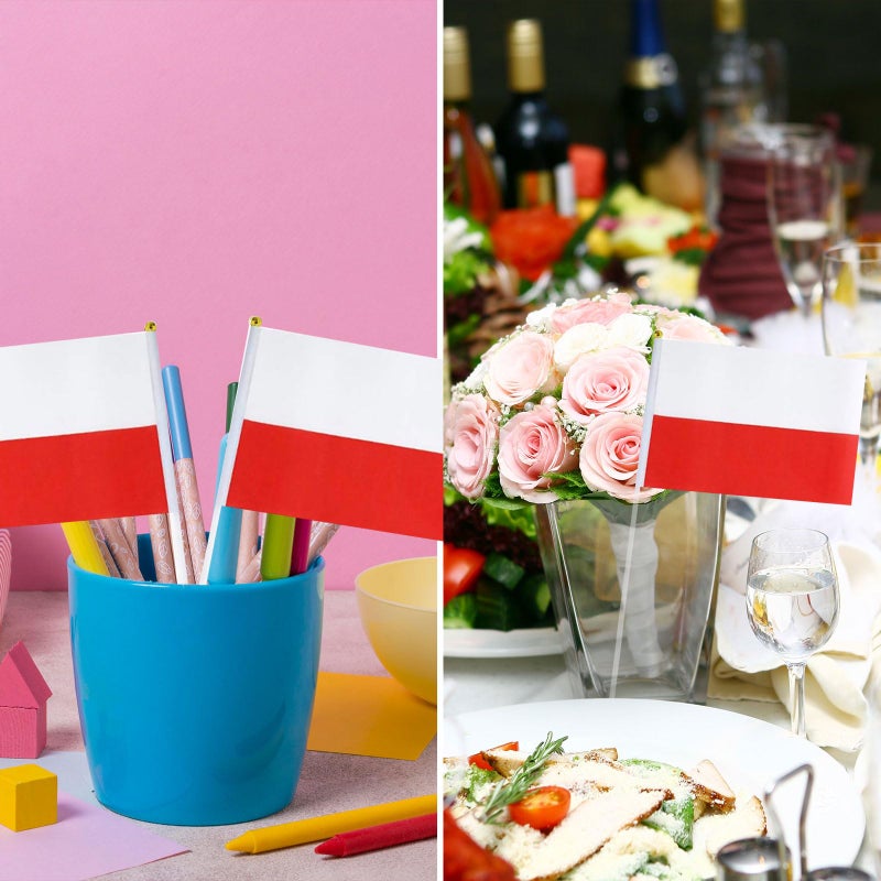mflagperft Poland Flag Polish Flag, Small Mini Handheld Poland Flags on Stick, Ideal for Party Parades Sports Events Patriotic Festival Decorations - Image 5